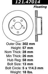 Centric C-Tek Standard Brake Rotors for 1992-1997 SVX - 121.47014