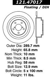 Centric C-Tek Standard Brake Rotors for 2000-2004 OUTBACK, LEGACY, 2003-2006 BAJA - 121.47017