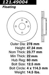 Centric C-Tek Standard Brake Rotors for 2004-2006 VERONA - 121.49004