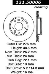 Centric C-Tek Standard Brake Rotors for 2002-2003 SEDONA - 121.50006