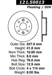 Centric C-Tek Standard Brake Rotors for 2004-2009 SPECTRA, 2005-2009 SPECTRA5 - 121.50013