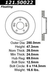 Centric C-Tek Standard Brake Rotors for 2019-2020 RIO, 2007-2010 RONDO - 121.50022