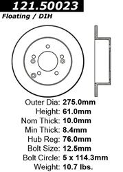 Centric C-Tek Standard Brake Rotors for 2007-2010 RONDO - 121.50023