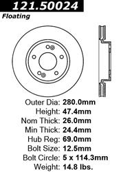 Centric C-Tek Standard Brake Rotors for 2010-2013 FORTE, FORTE KOUP, 2010-2011 SOUL - 121.50024