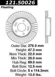 Centric C-Tek Standard Brake Rotors for 2010-2011 SOUL - 121.50026