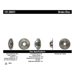 Centric C-Tek Standard Brake Rotors for 2015-2020 SORENTO - 121.50031
