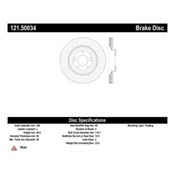 Centric C-Tek Standard Brake Rotors for 2015-2020 SORENTO - 121.50034