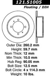 Centric C-Tek Standard Brake Rotors for 1994-1998 SONATA - 121.51005