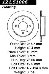 Centric C-Tek Standard Brake Rotors for 1997-2006 ELANTRA, 1997-2001 TIBURON - 121.51006