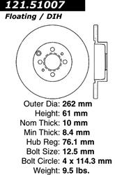 Centric C-Tek Standard Brake Rotors for 2001-2006 OPTIMA, 1999-2005 SONATA - 121.51007