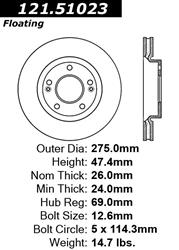 Centric C-Tek Standard Brake Rotors for 2007-2010 ELANTRA - 121.51023