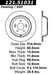 Centric C-Tek Standard Brake Rotors for 2009-2010 GENESIS - 121.51031