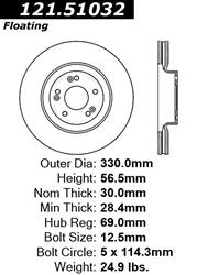 Centric C-Tek Standard Brake Rotors for 2009-2014 GENESIS - 121.51032
