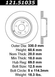 Centric C-Tek Standard Brake Rotors for 2010-2016 GENESIS COUPE - 121.51035