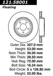 Centric C-Tek Standard Brake Rotors for 2006-2010 COMMANDER, 2005-2010 GRAND CHEROKEE - 121.58001