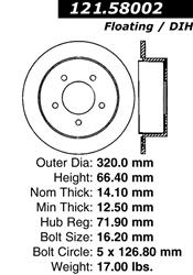 Centric C-Tek Standard Brake Rotors for 2006-2010 COMMANDER, 2005-2010 GRAND CHEROKEE - 121.58002