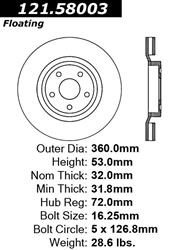 Centric C-Tek Standard Brake Rotors for 2006-2010 GRAND CHEROKEE - 121.58003
