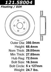 Centric C-Tek Standard Brake Rotors for 2006-2010 GRAND CHEROKEE - 121.58004