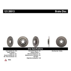 Centric C-Tek Standard Brake Rotors for 2015-2017 200, 2014-2022 CHEROKEE - 121.58013