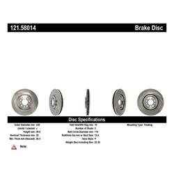 Centric Parts - Brake Rotors for 2015-2017 200, 2014-2022 CHEROKEE, 2023 HORNET - 121.58014