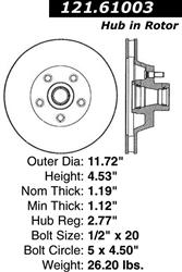Centric C-Tek Standard Brake Rotors 121.61003