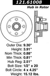 Centric C-Tek Standard Brake Rotors for 1975-1980 BOBCAT, 1974-1978 MUSTANG II, 1974-1980 PINTO - 121.61008