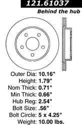 Centric C-Tek Standard Brake Rotors for 1993-1997 COUGAR, THUNDERBIRD, 1993-1998 MARK VIII - 121.61037