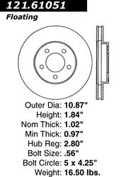 Centric C-Tek Standard Brake Rotors 121.61051