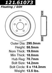Centric C-Tek Standard Brake Rotors for 2003-2011 CROWN VICTORIA, GRAND MARQUIS, 2003-2004 MARAUDER - 121.61073