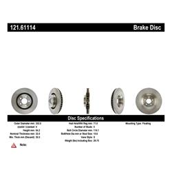 Centric C-Tek Standard Brake Rotors for 2015-2020 MUSTANG - 121.61114