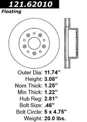 Centric C-Tek Standard Brake Rotors for 1963-1982 CORVETTE - 121.62010