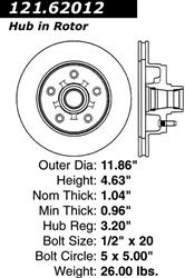 Centric Parts 121.62012 Centric C-Tek Standard Brake Rotors