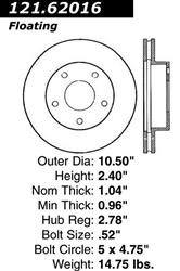 Centric C-Tek Standard Brake Rotors for 1982-1988 CAMARO, FIREBIRD - 121.62016