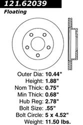 Centric C-Tek Standard Brake Rotors for 1990 6000 - 121.62039