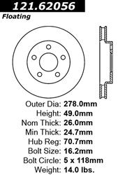 Centric C-Tek Standard Brake Rotors 121.62056