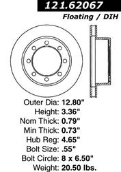 Centric C-Tek Standard Brake Rotors for 2000-2005 DEVILLE, 2006-2011 DTS - 121.62067