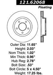 Centric C-Tek Standard Brake Rotors for 2005-2006 EQUINOX, 2006 TORRENT, 2002-2007 VUE - 121.62068