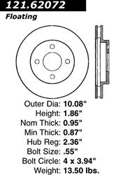 Centric C-Tek Standard Brake Rotors for 2005-2010 COBALT, 2007-2009 G5, 2003-2007 ION - 121.62072