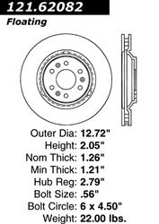 Centric C-Tek Standard Brake Rotors for 2004-2009 SRX - 121.62082
