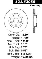 Centric C-Tek Standard Brake Rotors for 2005-2013 CORVETTE, 2005-2007 XLR - 121.62085