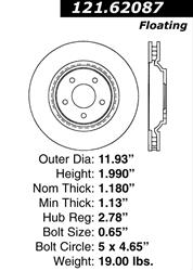 Centric C-Tek Standard Brake Rotors 121.62087