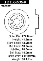 Centric C-Tek Standard Brake Rotors for 2007-2010 SKY, 2006-2009 SOLSTICE - 121.62094