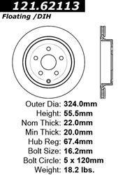 Centric C-Tek Standard Brake Rotors for 2011-2017 CAPRICE, 2008-2009 G8, 2014 SS - 121.62113