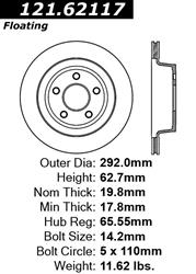 Centric C-Tek Standard Brake Rotors for 2008-2010 COBALT - 121.62117