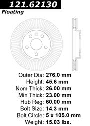 Centric C-Tek Standard Brake Rotors 121.62130