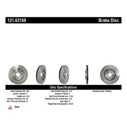 Centric C-Tek Standard Brake Rotors for 2016 ELR, 2018-2020 REGAL SPORTBACK - 121.62168