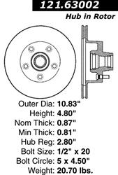 Centric C-Tek Standard Brake Rotors 121.63002