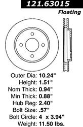 Centric C-Tek Standard Brake Rotors 121.63015
