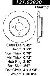 Centric C-Tek Standard Brake Rotors for 1995-1996 NEON - 121.63038