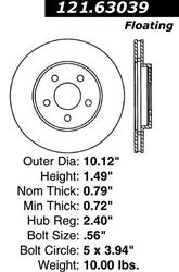 Centric C-Tek Standard Brake Rotors for 1995-1999 NEON - 121.63039